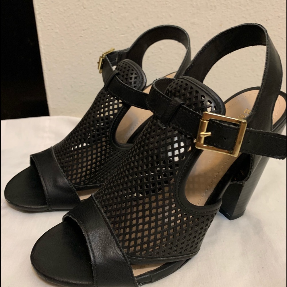 Black Bamboo chunky heel